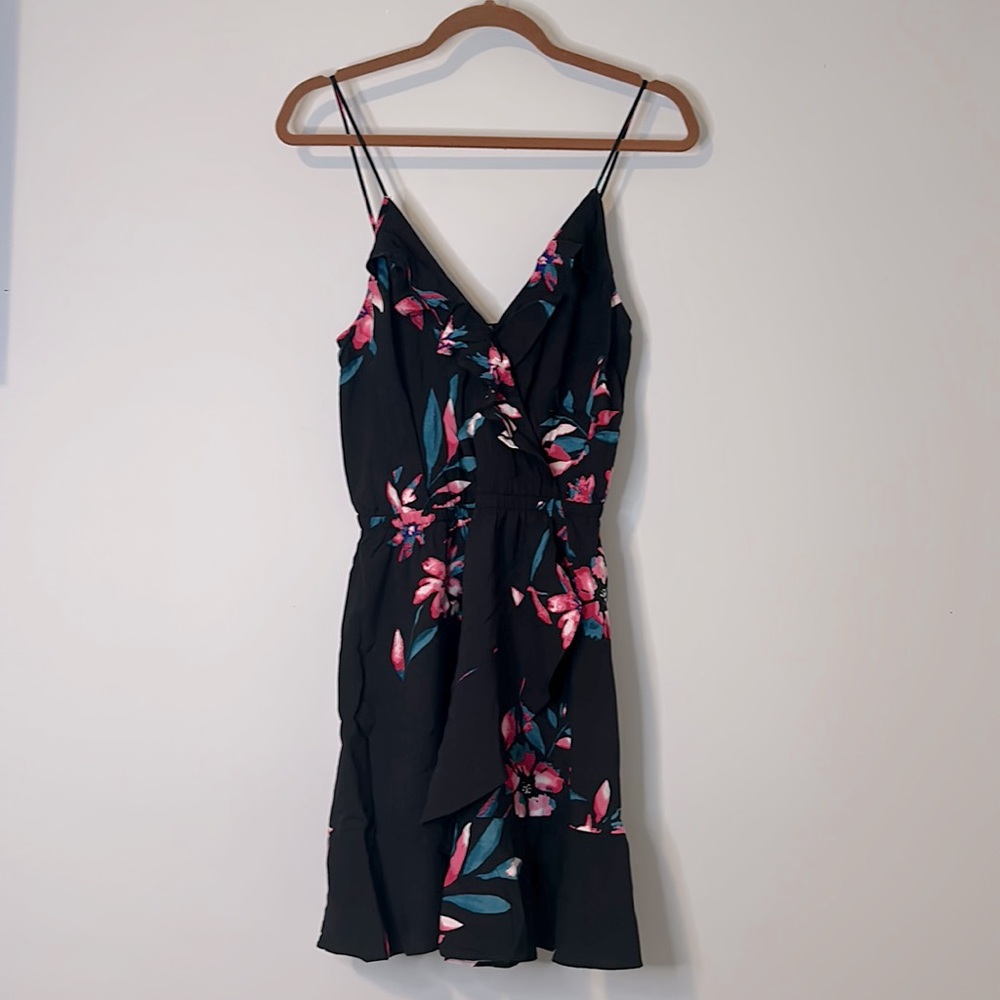 Express Spaghetti Strap Faux Wrap Dress